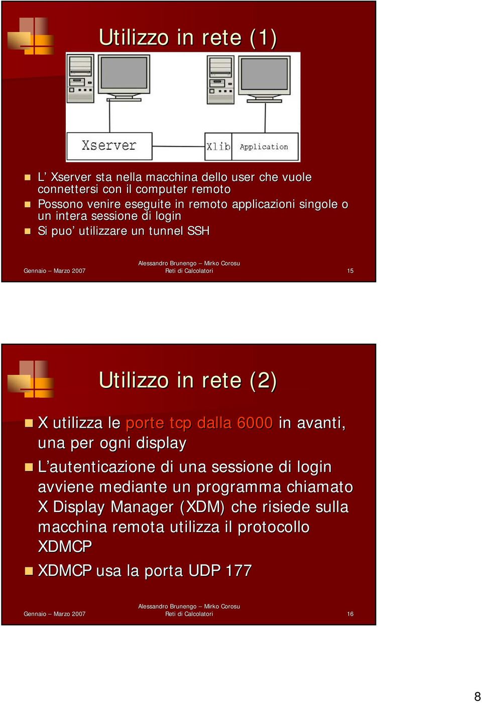 utilizza le porte tcp dalla 6000 in avanti, una per ogni display L autenticazione di una sessione di login avviene mediante un programma