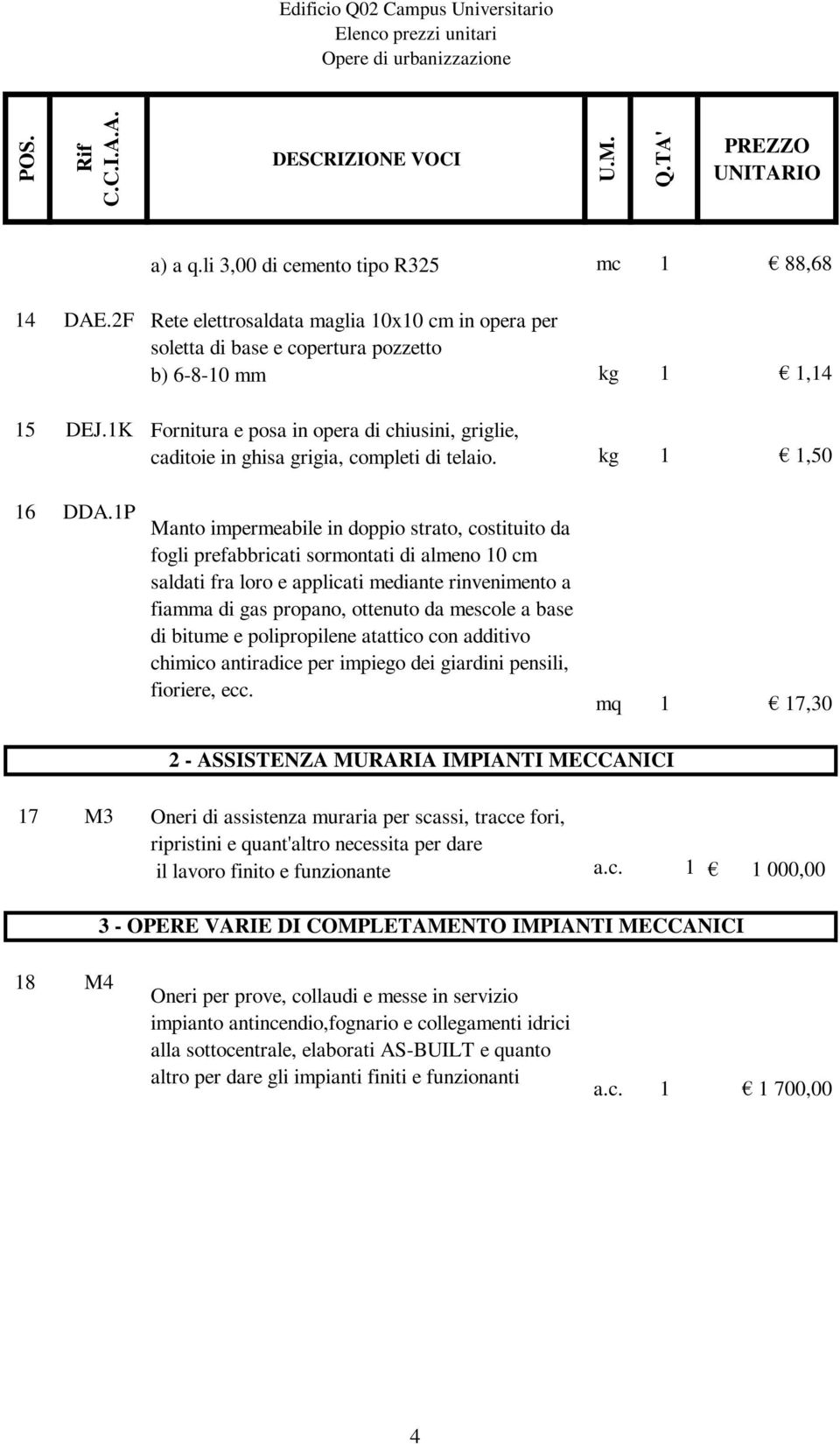 1P Manto impermeabile in doppio strato, costituito da fogli prefabbricati sormontati di almeno 10 cm saldati fra loro e applicati mediante rinvenimento a fiamma di gas propano, ottenuto da mescole a