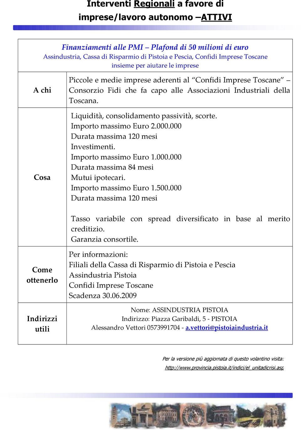 000 Durata massima 120 mesi Investimenti. Importo massimo Euro 1.000.000 Durata massima 84 mesi Mutui ipotecari. Importo massimo Euro 1.500.