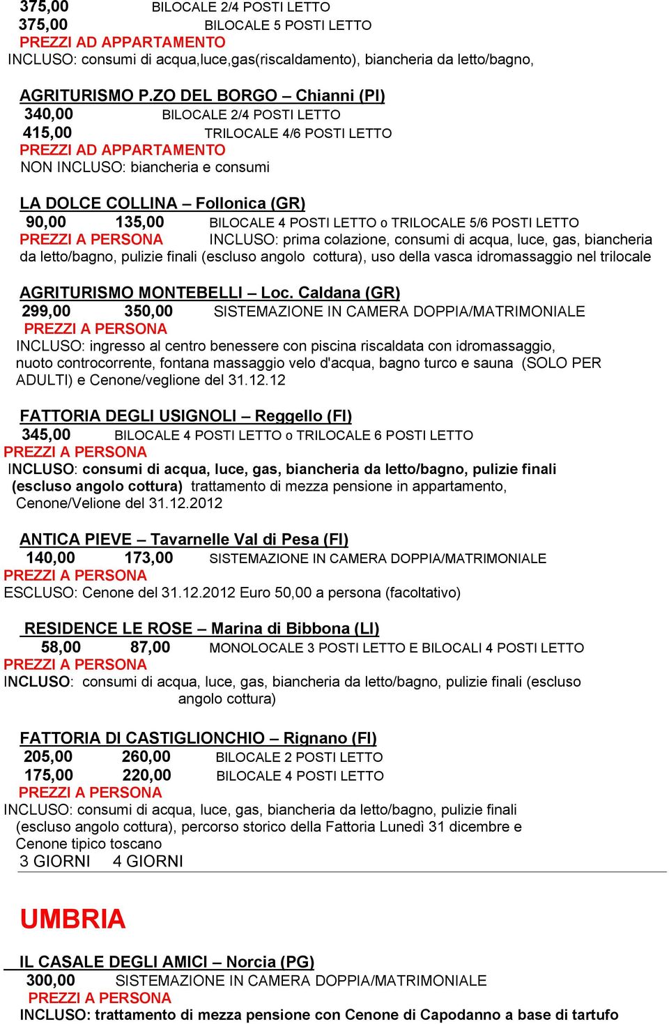 TRILOCALE 5/6 POSTI LETTO INCLUSO: prima colazione, consumi di acqua, luce, gas, biancheria da letto/bagno, pulizie finali (escluso angolo cottura), uso della vasca idromassaggio nel trilocale