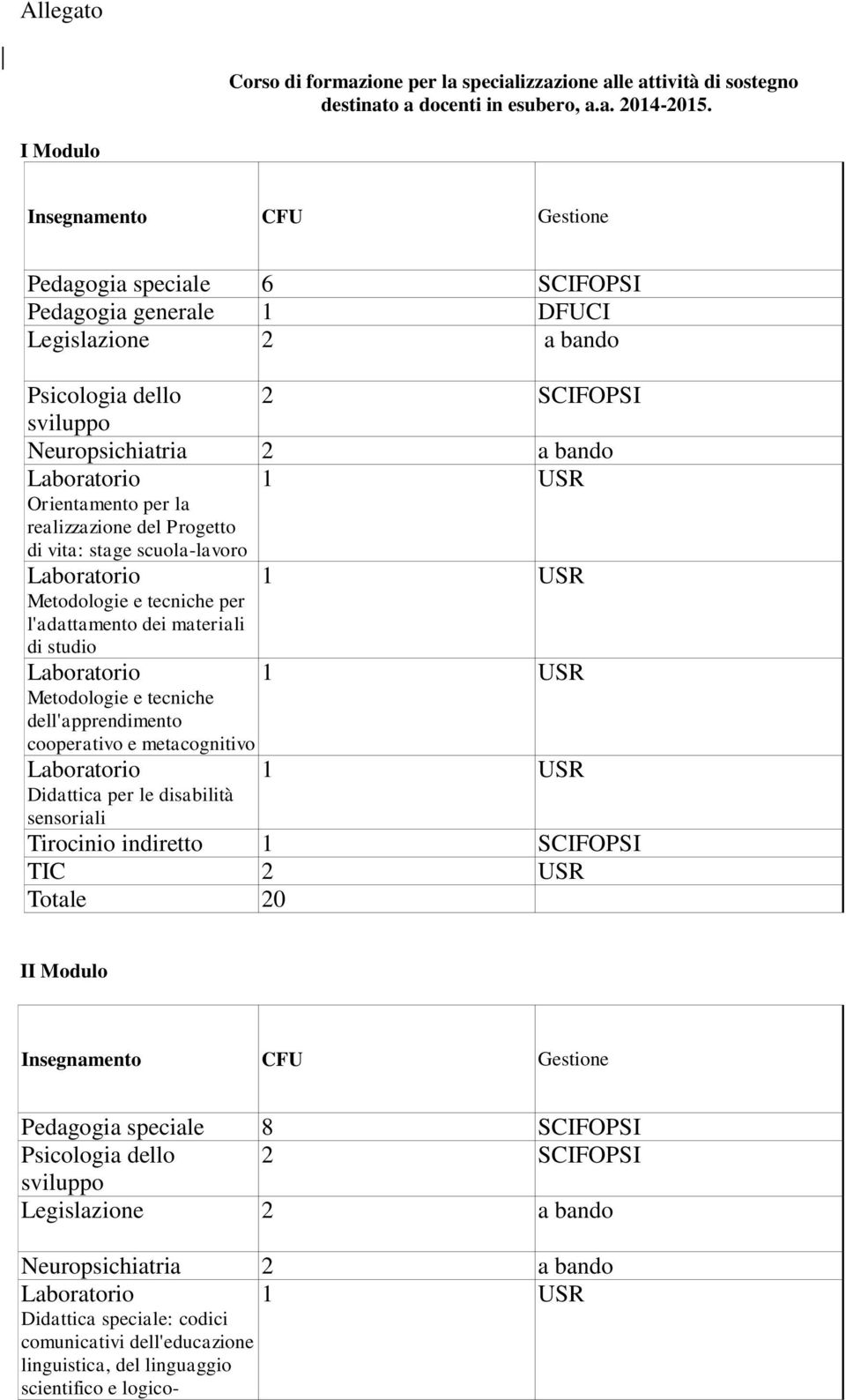 Progetto di vita: stage scuola-lavoro Metodologie e tecniche per l'adattamento dei materiali di studio Metodologie e tecniche dell'apprendimento cooperativo e metacognitivo Didattica per le