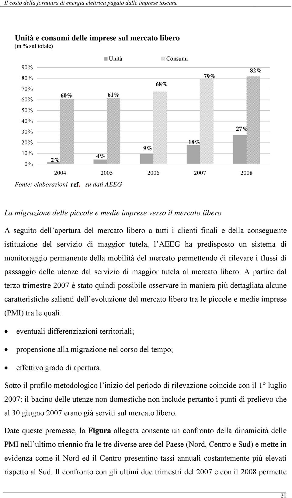 AEEG ha predisposto un sistema di monitoraggio permanente della mobilità del mercato permettendo di rilevare i flussi di passaggio delle utenze dal servizio di maggior tutela al mercato libero.