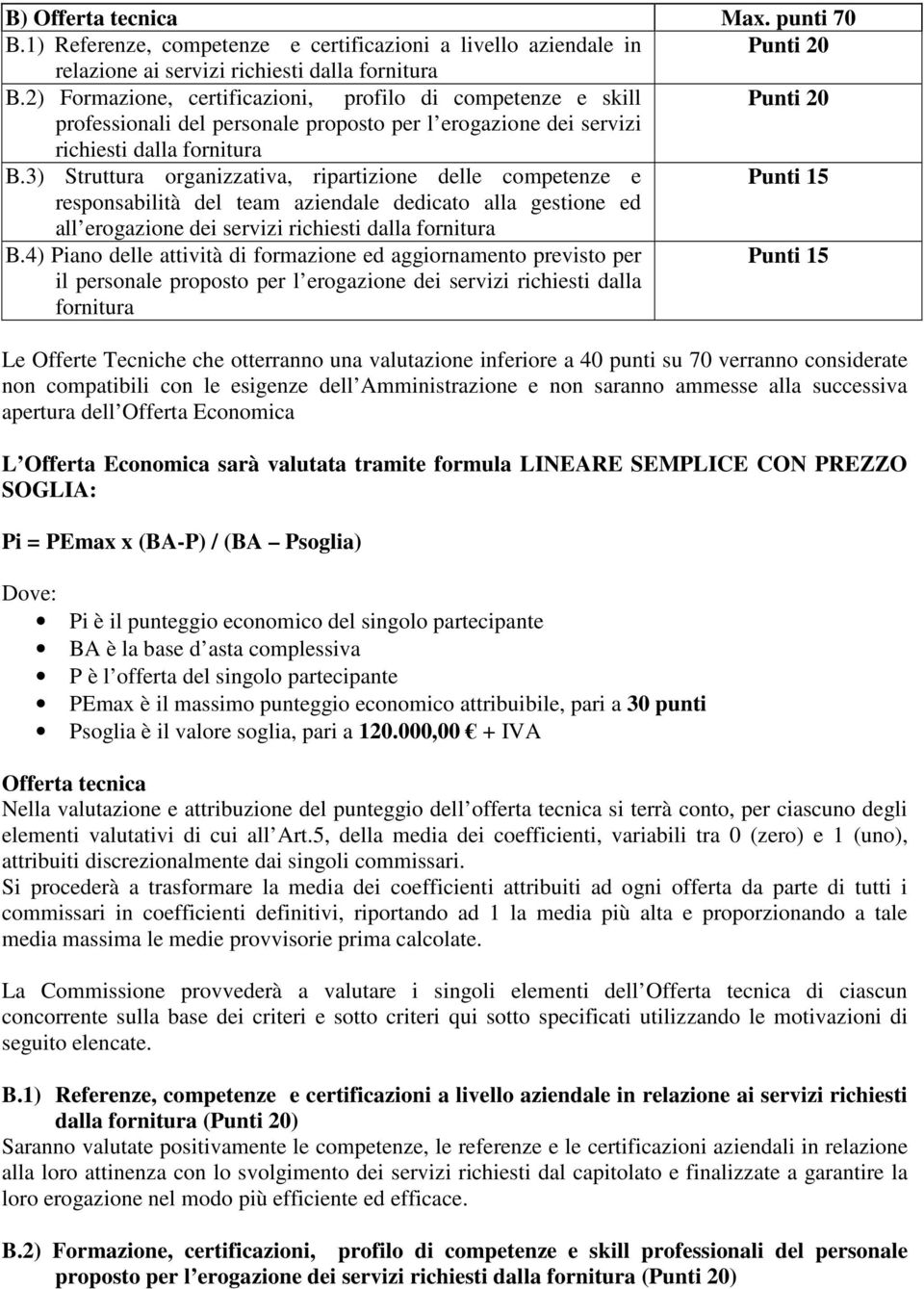 3) Struttura organizzativa, ripartizione delle competenze e Punti 15 responsabilità del team aziendale dedicato alla gestione ed all erogazione dei servizi richiesti dalla fornitura B.