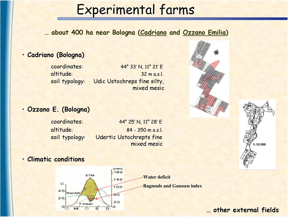 (Bologna) coordinates: 44 25 N, 11 28 E altitude: 84-350 m a.s.l. soil typology: Udertic Ustochrepts