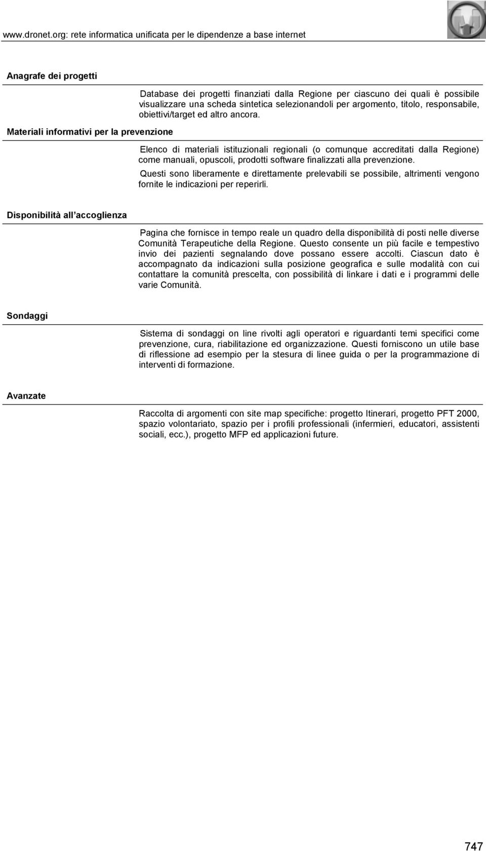 è posbile visualizzare una scheda ntetica selezionandoli per argomento, titolo, responsabile, obiettivi/target ed altro ancora.