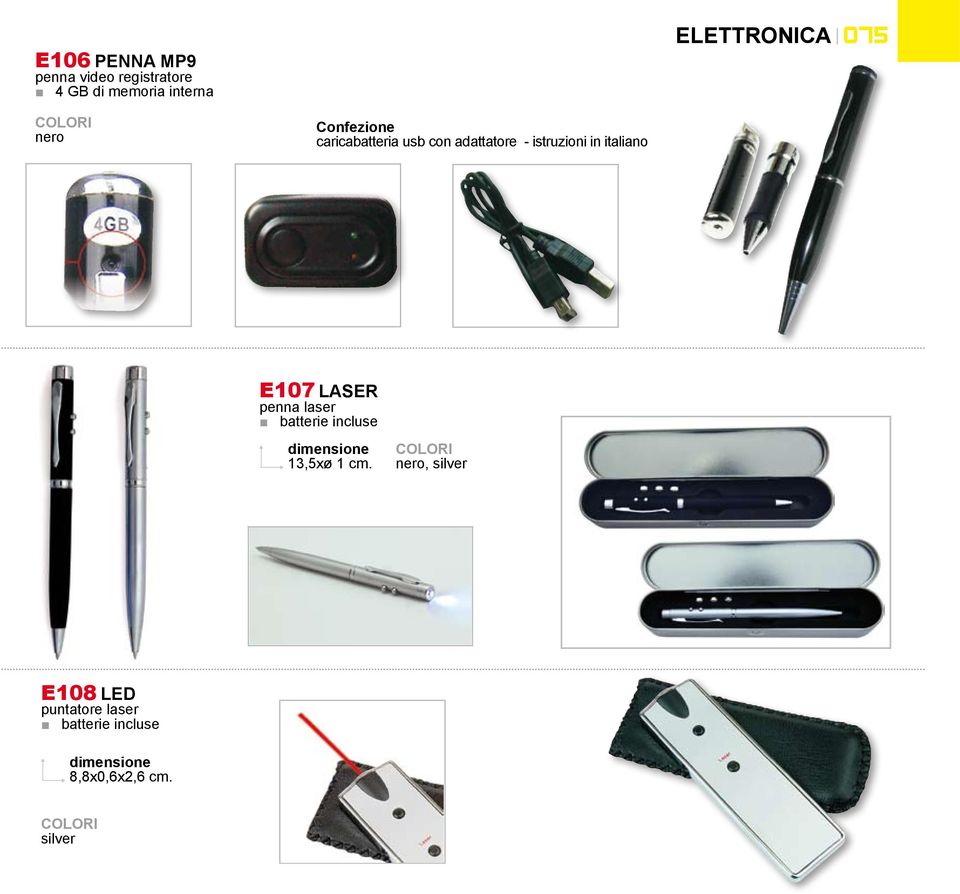 istruzioni in italiano E107 LASER penna laser batterie incluse 13,5xø 1