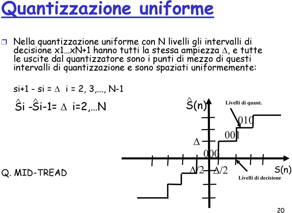 di questi intervalli di quantizzazione e sono spaziati uniformemente: si+1 - si = i = 2, 3,.