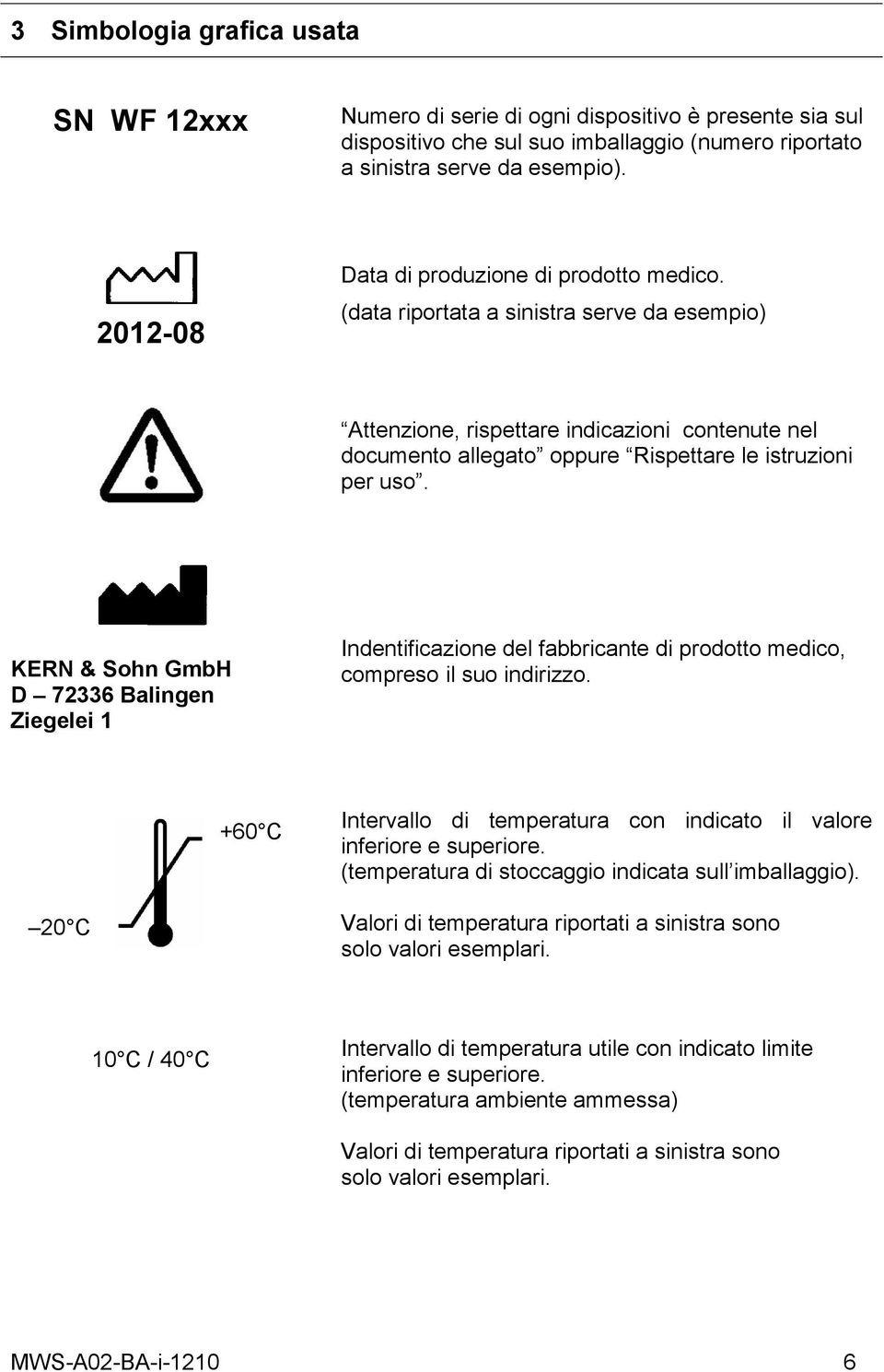 KERN & Sohn GmbH D 72336 Balingen Ziegelei 1 Indentificazione del fabbricante di prodotto medico, compreso il suo indirizzo.