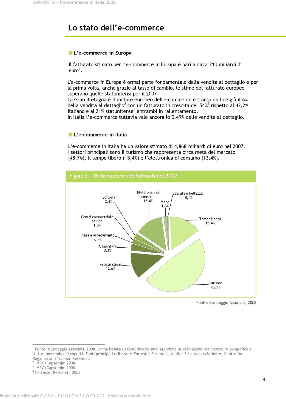 2007. La Gran Bretagna è il motore europeo dell'e-commerce e transa on line già il 6% della vendita al dettaglio 2 con un fatturato in crescita del 54% 3 rispetto al 42,2% italiano e al 21%