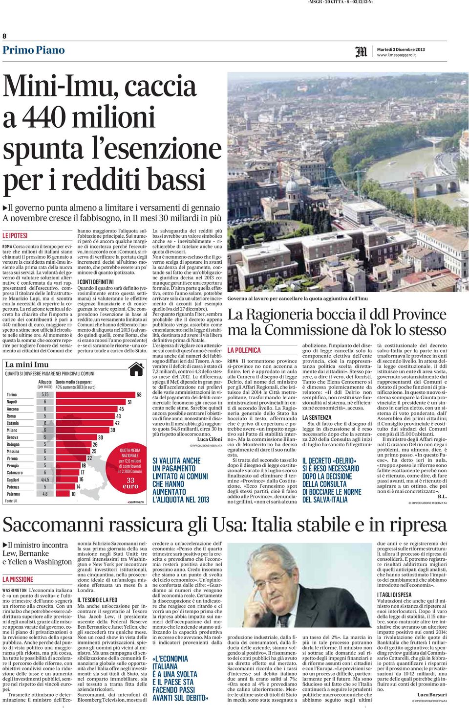 it LE IPOTESI ROMA Corsa contro il tempo per evitare che milioni di italiani siano chiamati il prossimo 16 gennaio a versare la cosiddetta mini-imu insieme alla prima rata della nuova tassasui