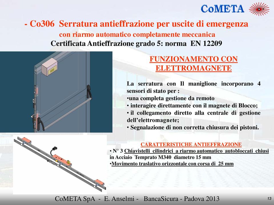 il magnete di Blocco; il collegamento diretto alla centrale di gestione dell elettromagnete; Segnalazione di non corretta chiusura dei pistoni.