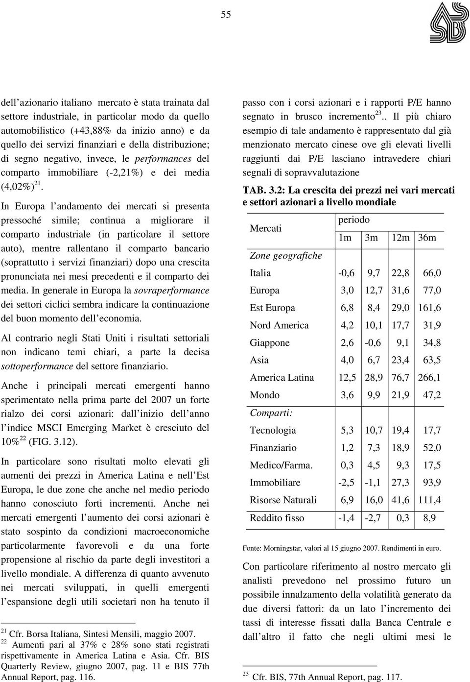 In Europa l andamento dei mercati si presenta pressoché simile; continua a migliorare il comparto industriale (in particolare il settore auto), mentre rallentano il comparto bancario (soprattutto i