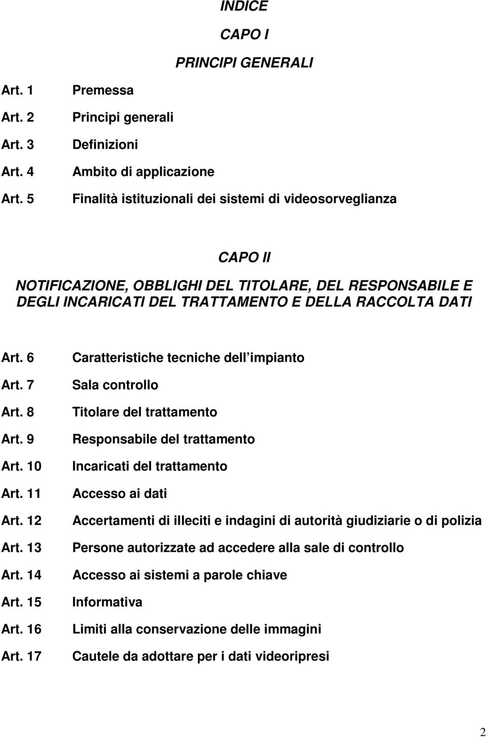 INCARICATI DEL TRATTAMENTO E DELLA RACCOLTA DATI Art. 6 Art. 7 Art. 8 Art. 9 Art. 10 Art. 11 Art. 12 Art. 13 Art. 14 Art. 15 Art. 16 Art.