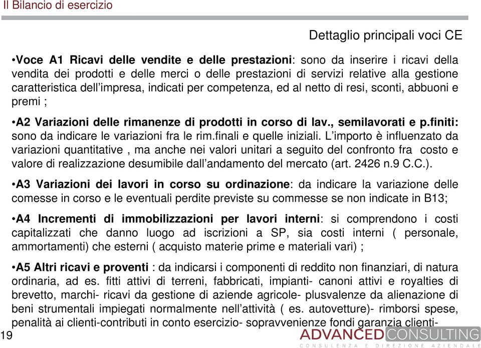 finiti: sono da indicare le variazioni fra le rim.finali e quelle iniziali.