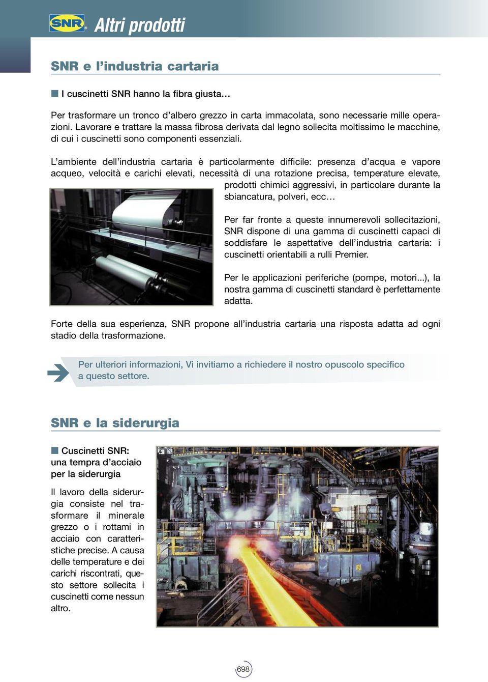 L ambiente dell industria cartaria è particolarmente difficile: presenza d acqua e vapore acqueo, velocità e carichi elevati, necessità di una rotazione precisa, temperature elevate, prodotti chimici