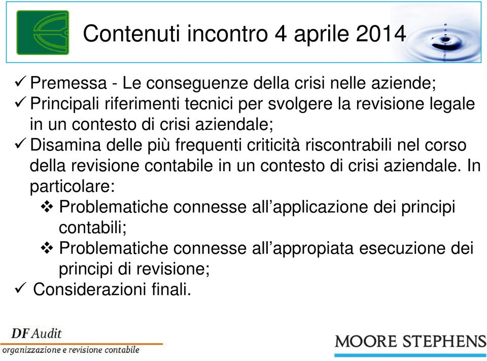 corso della revisione contabile in un contesto di crisi aziendale.