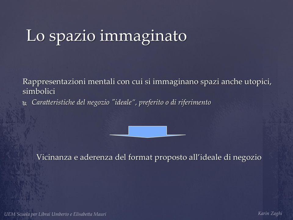 Cara6eristiche del negozio "ʺideale, preferito o di