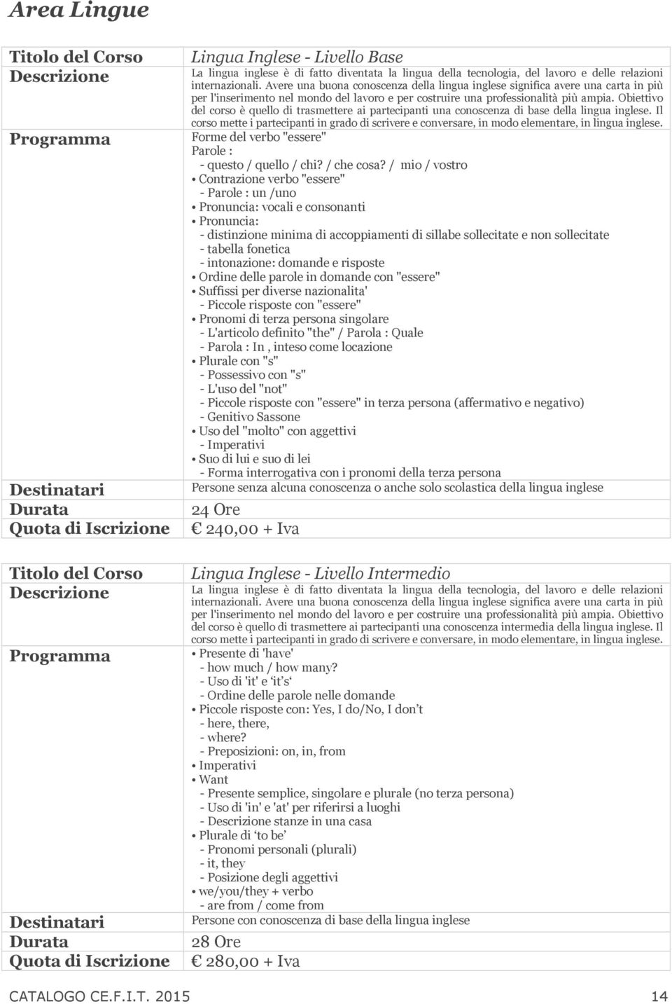 Avere una buona conoscenza della lingua inglese significa avere una carta in più per l'inserimento nel mondo del lavoro e per costruire una professionalità più ampia.