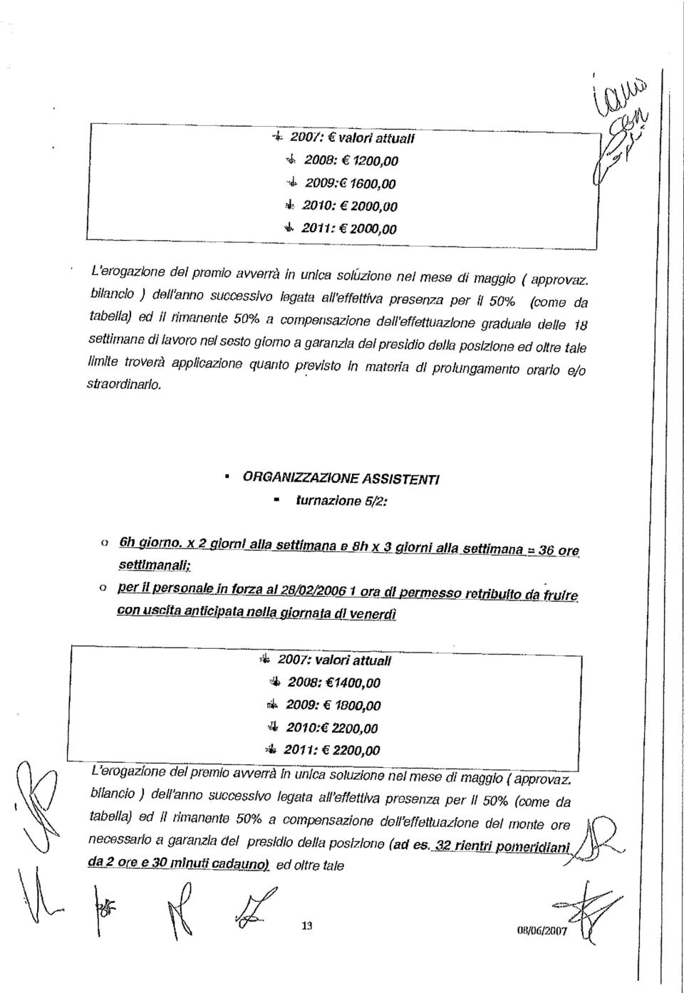 a garanzfa del presidio della poslzlone ed o#re tale Iimite trover applicazione quanto previsto In materia di prolungamento orarfo e./o straordinarlo.