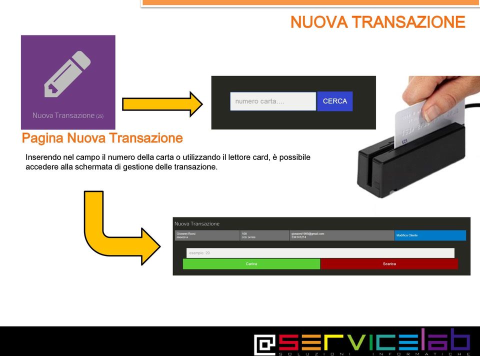 utilizzando il lettore card, è possibile