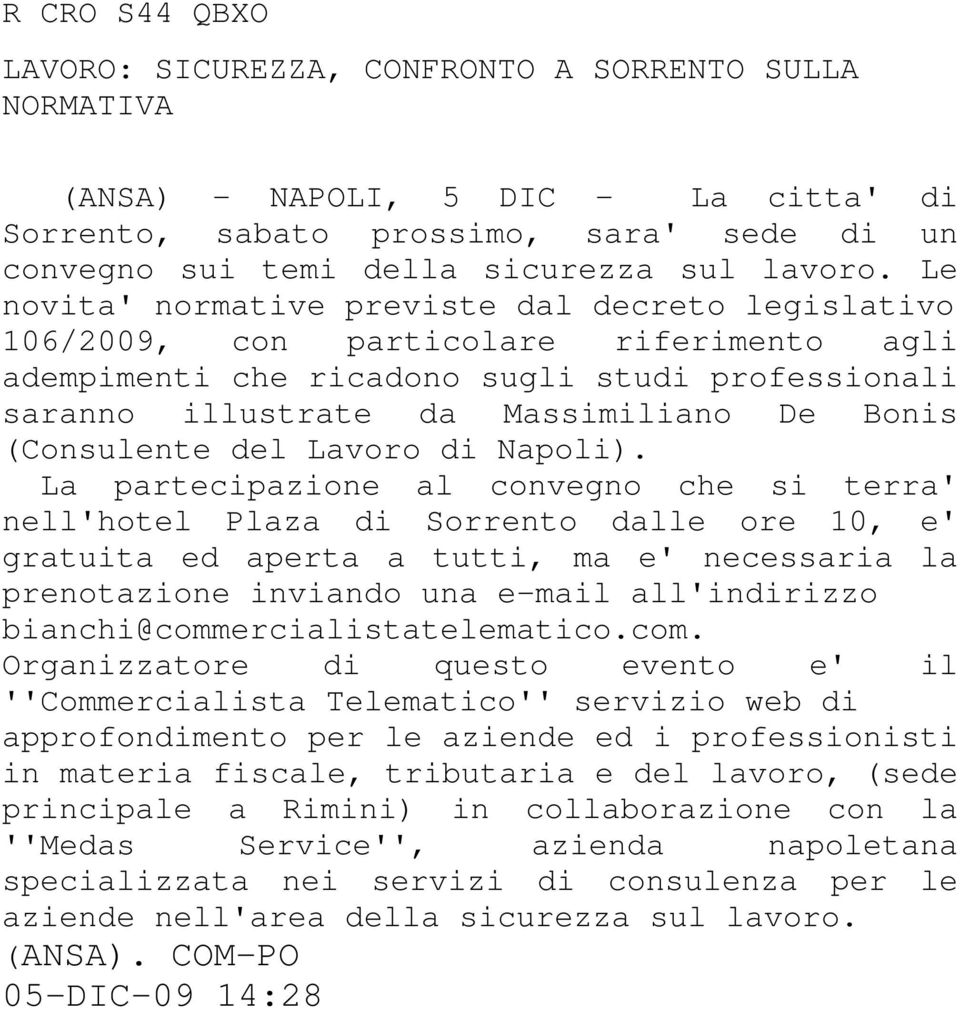 (Consulente del Lavoro di Napoli).