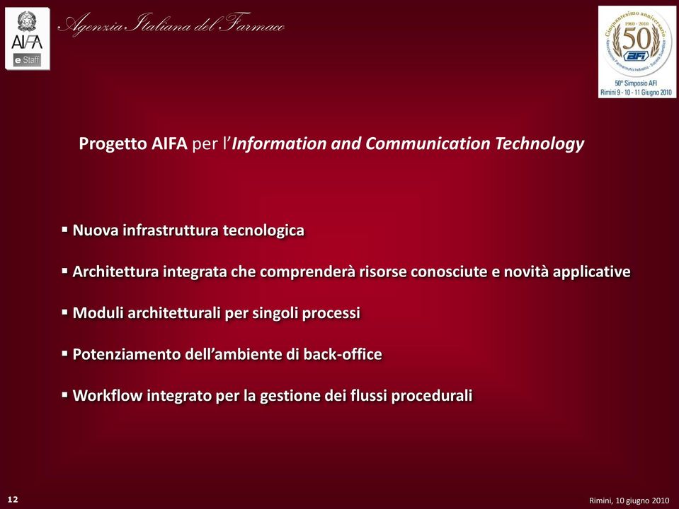 conosciute e novità applicative Moduli architetturali per singoli processi