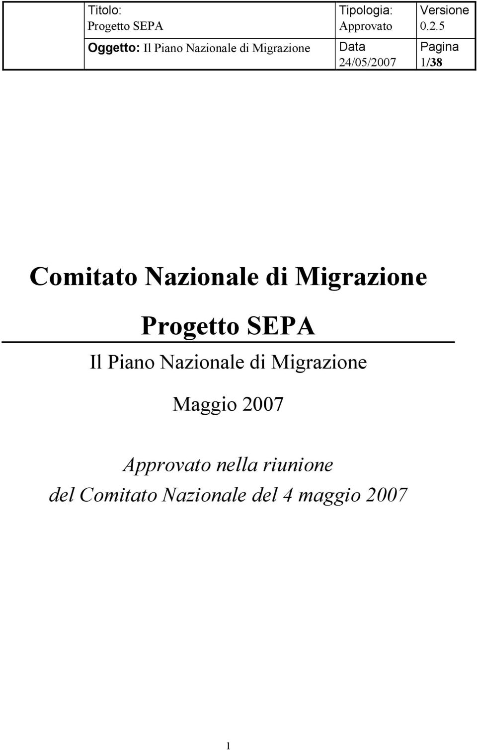 Migrazione Maggio 2007 nella