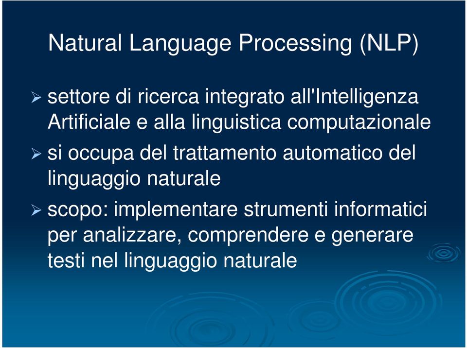 del trattamento automatico del linguaggio naturale scopo: implementare