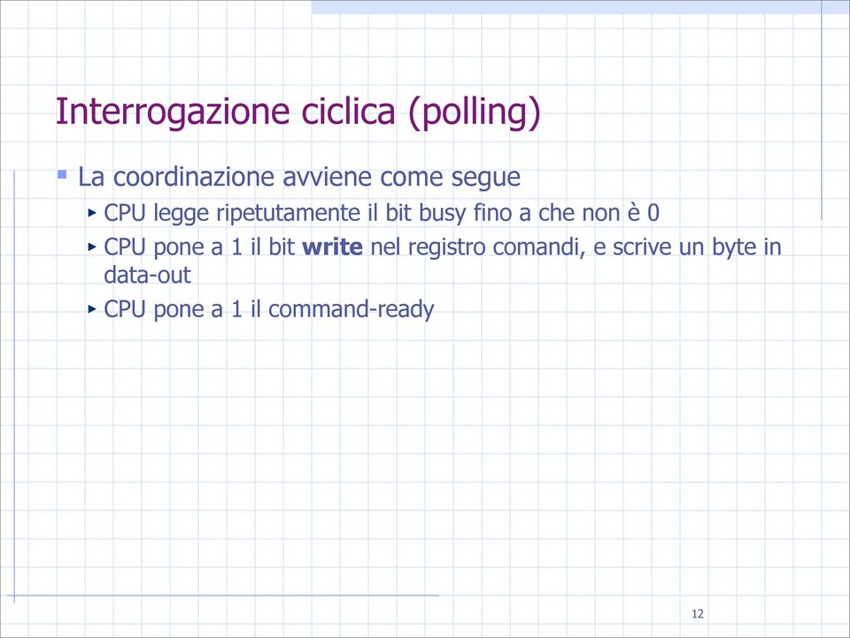 non è 0 CPU pone a 1 il bit write nel registro comandi, e