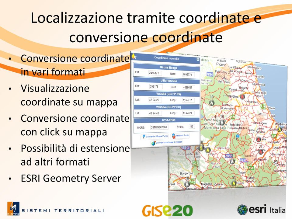 coordinate su mappa Conversione coordinate con click su