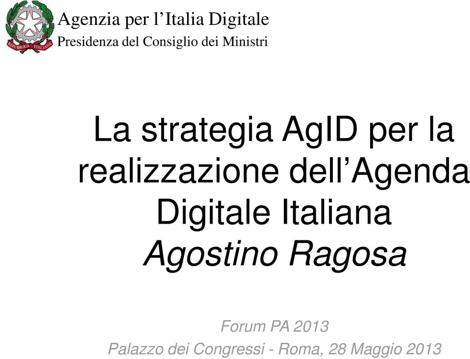 Italiana Agostino Ragosa Forum PA