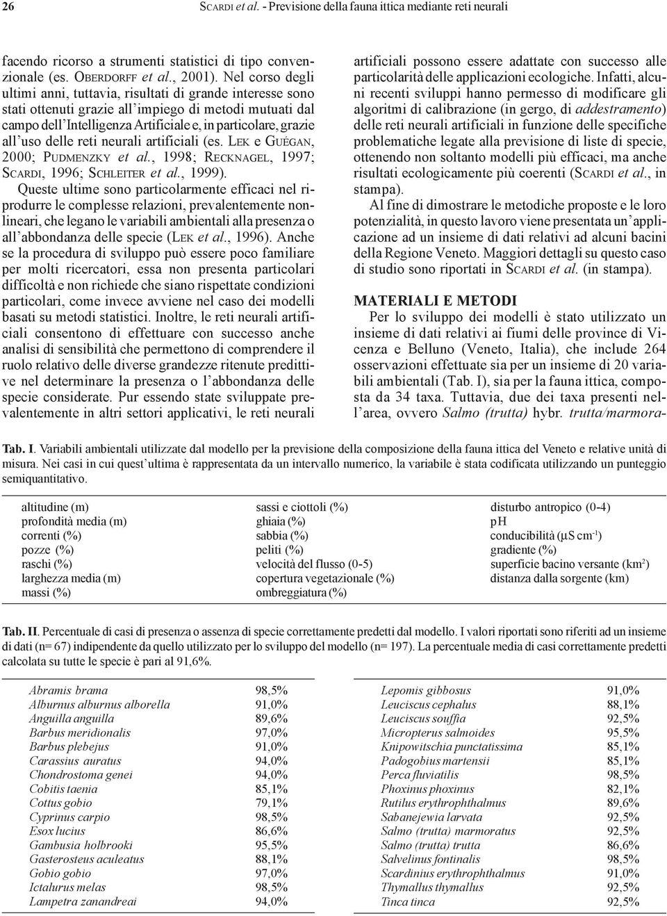 delle reti neurali artificiali (es. LEK e GUÉGAN, 2000; PUDMENZKY et al., 1998; RECKNAGEL, 1997; SCARDI, 1996; SCHLEITER et al., 1999).