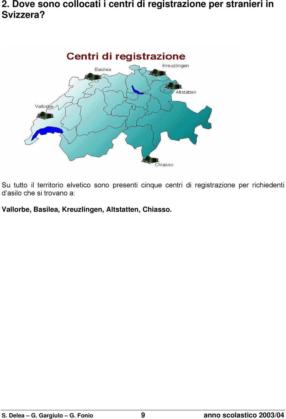 registrazione per richiedenti d asilo che si trovano a: Vallorbe, Basilea,