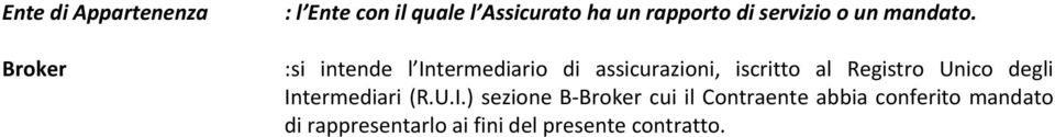 :si intende l Intermediario di assicurazioni, iscritto al Registro Unico degli