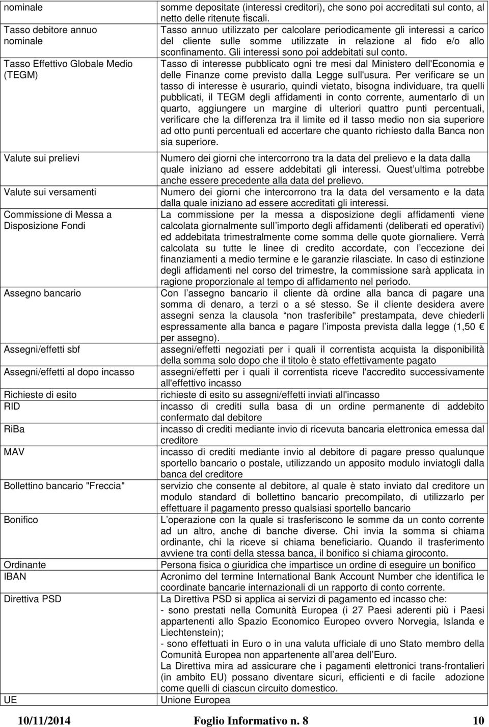 sul conto, al netto delle ritenute fiscali. Tasso annuo utilizzato per calcolare periodicamente gli interessi a carico del cliente sulle somme utilizzate in relazione al fido e/o allo sconfinamento.