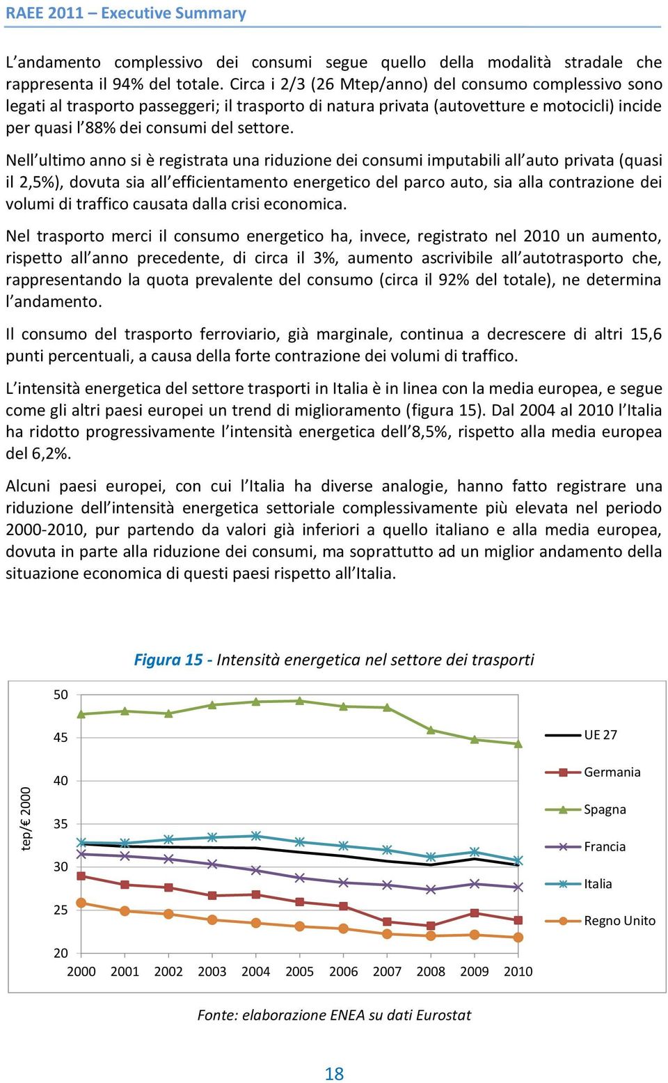 Nell ultimo anno si è registrata una riduzione dei consumi imputabili all auto privata (quasi il 2,5%), dovuta sia all efficientamento energetico del parco auto, sia alla contrazione dei volumi di