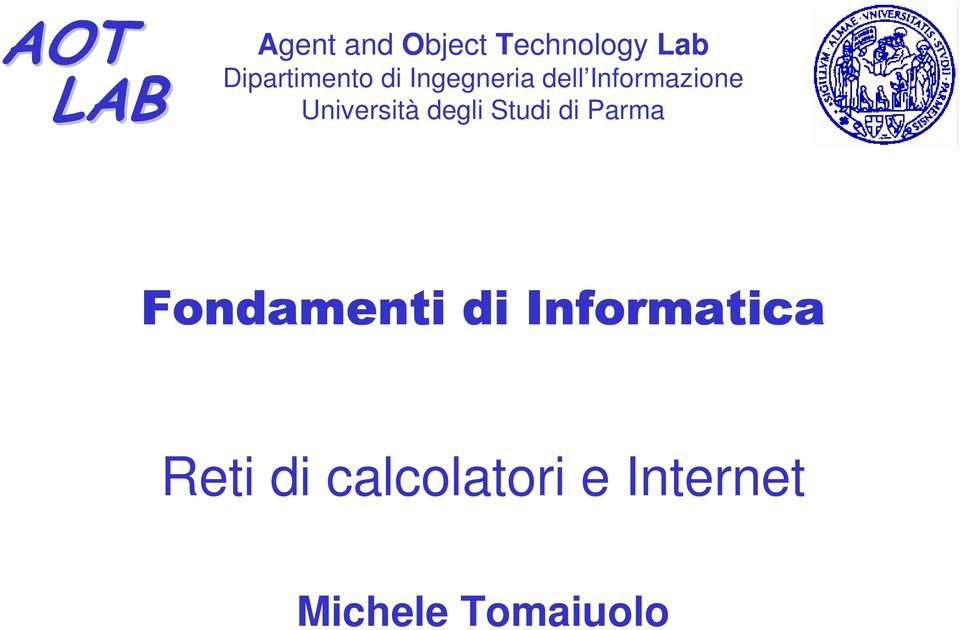 degli Studi di Parma Fondamenti di