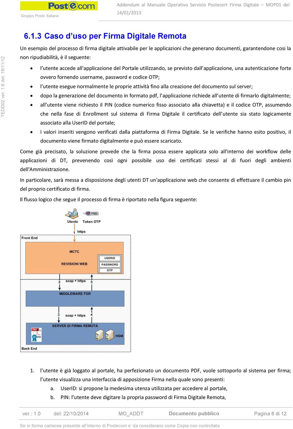 attività fino alla creazione del documento sul server; dopo la generazione del documento in formato pdf, l applicazione richiede all utente di firmarlo digitalmente; all utente viene richiesto il PIN