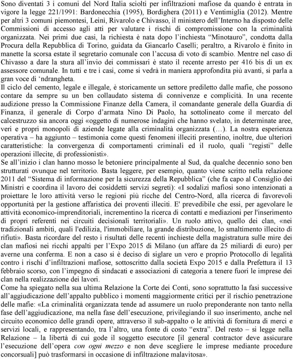 criminalità organizzata.