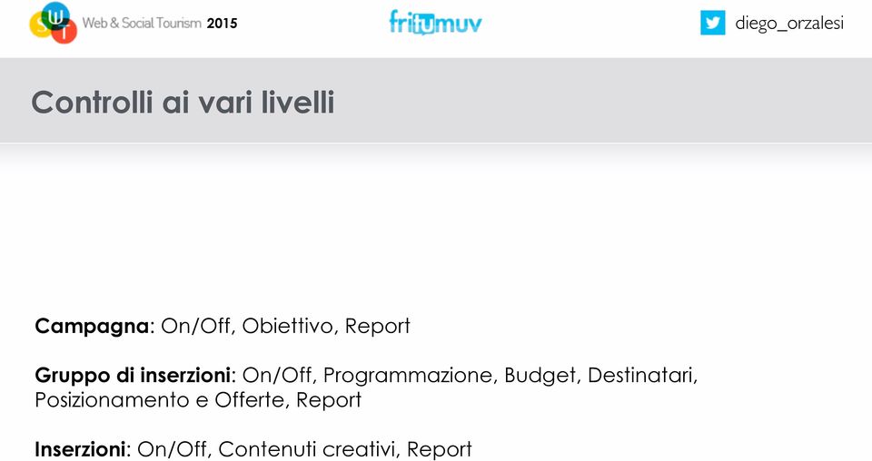 Programmazione, Budget, Destinatari, Posizionamento