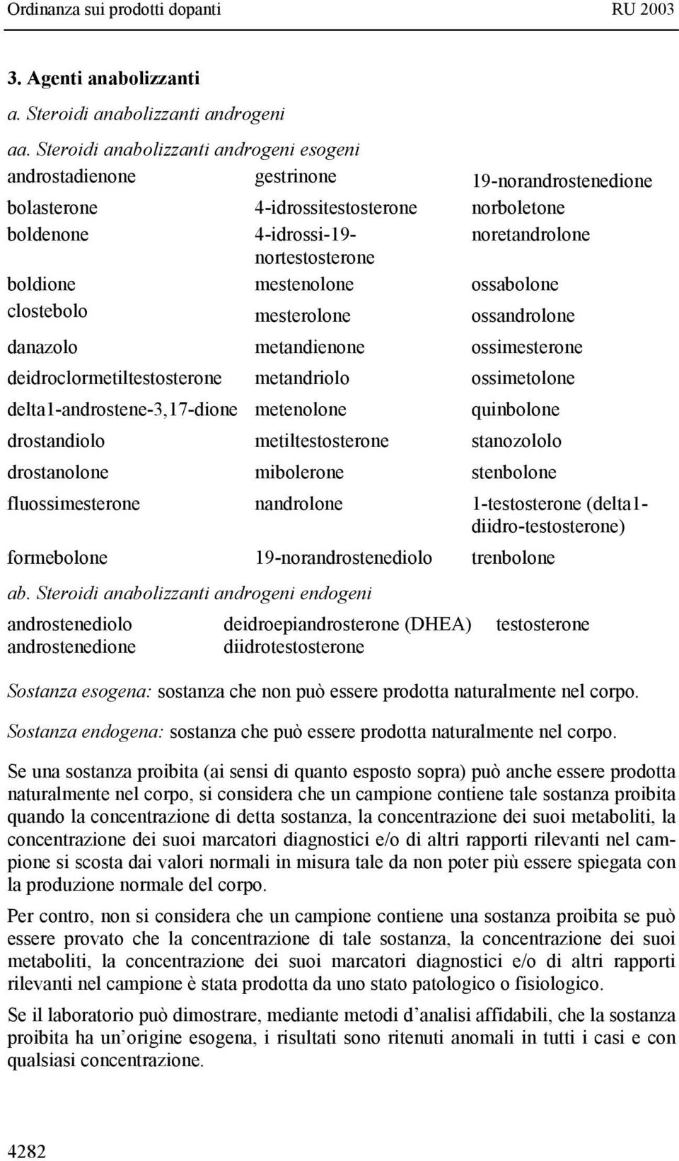 mestenolone ossabolone clostebolo mesterolone ossandrolone danazolo metandienone ossimesterone deidroclormetiltestosterone metandriolo ossimetolone delta1-androstene-3,17-dione metenolone quinbolone