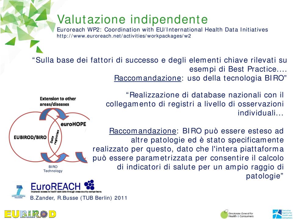 .. Raccomandazione: uso della tecnologia BIRO Realizzazione di database nazionali con il collegamento di registri a livello di osservazioni individuali.