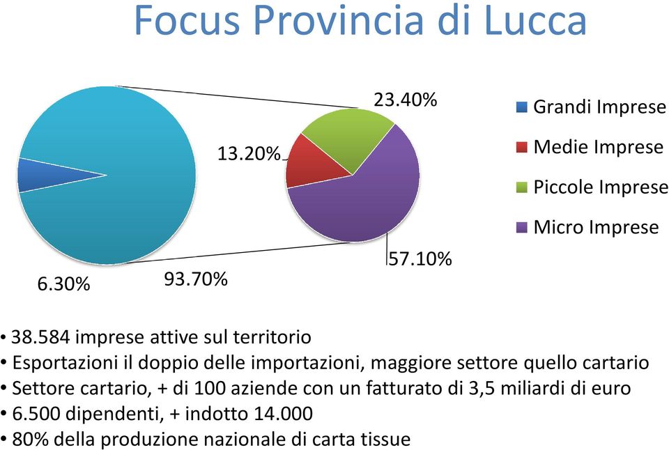 584 imprese attive sul territorio Esportazioni il doppio delle importazioni, maggiore settore