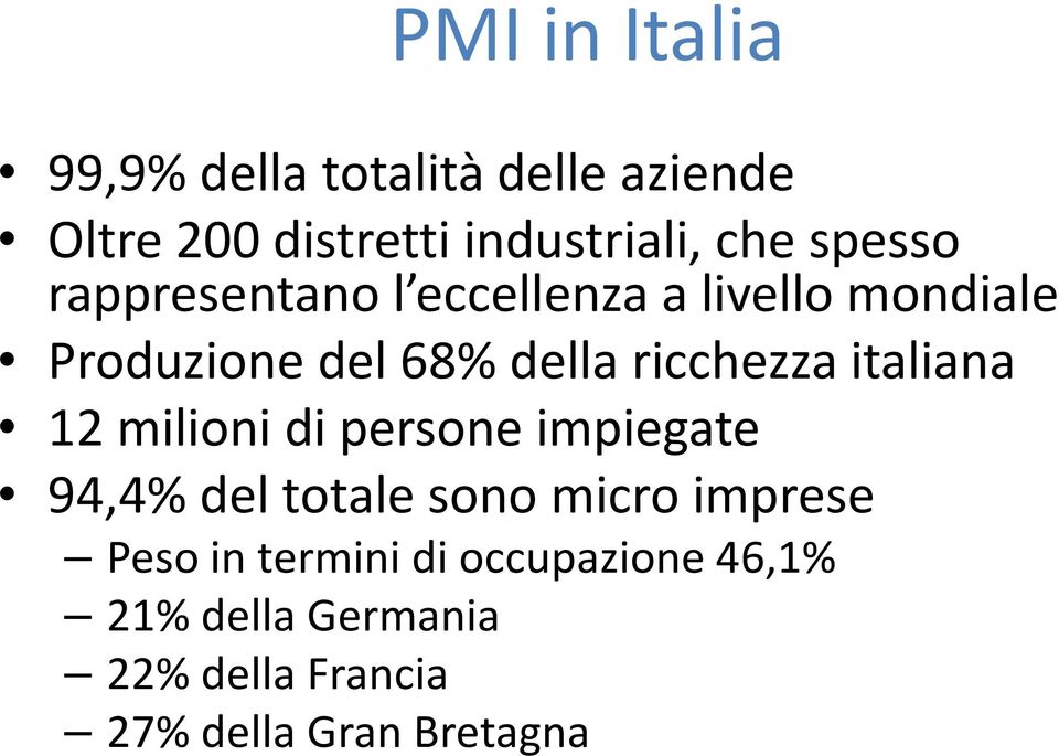 ricchezza italiana 12 milioni di persone impiegate 94,4% del totale sono micro imprese