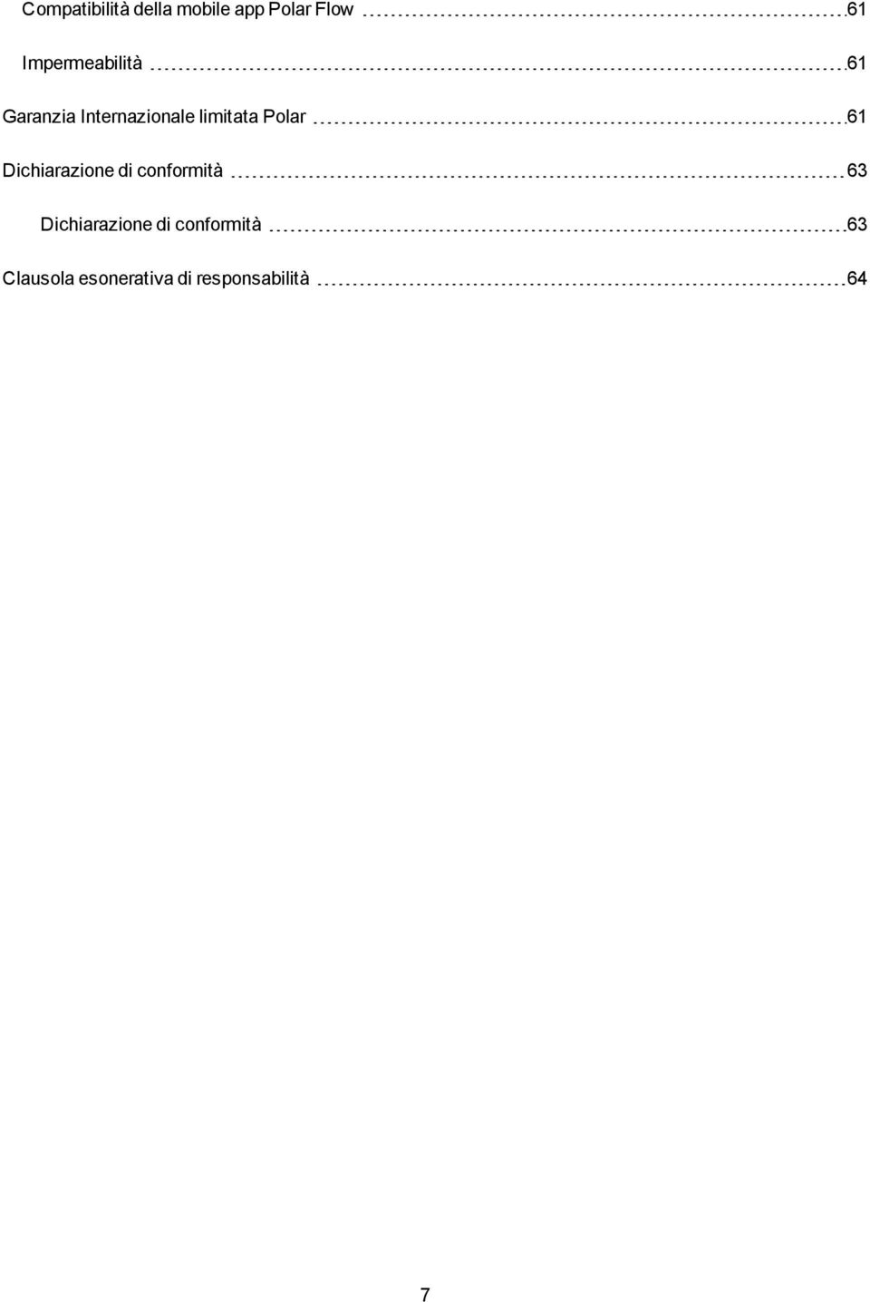 Polar 61 Dichiarazione di conformità 63