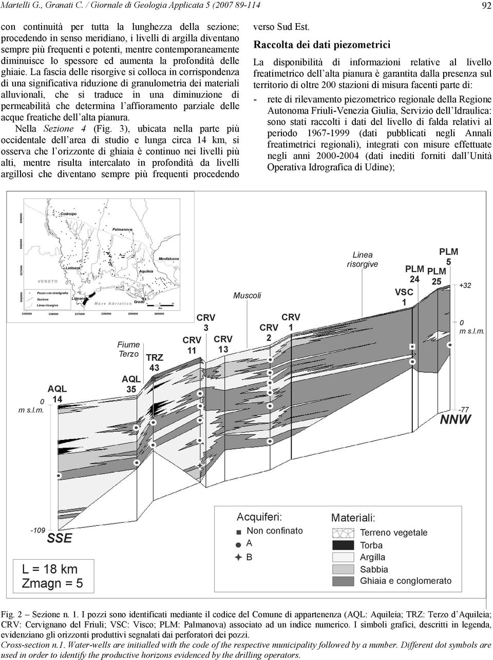 granulometria dei materiali alluvionali, che si traduce in una diminuzione di permeabilità che determina l affioramento parziale delle acque freatiche dell alta pianura Nella Sezione 4 (Fig 3),