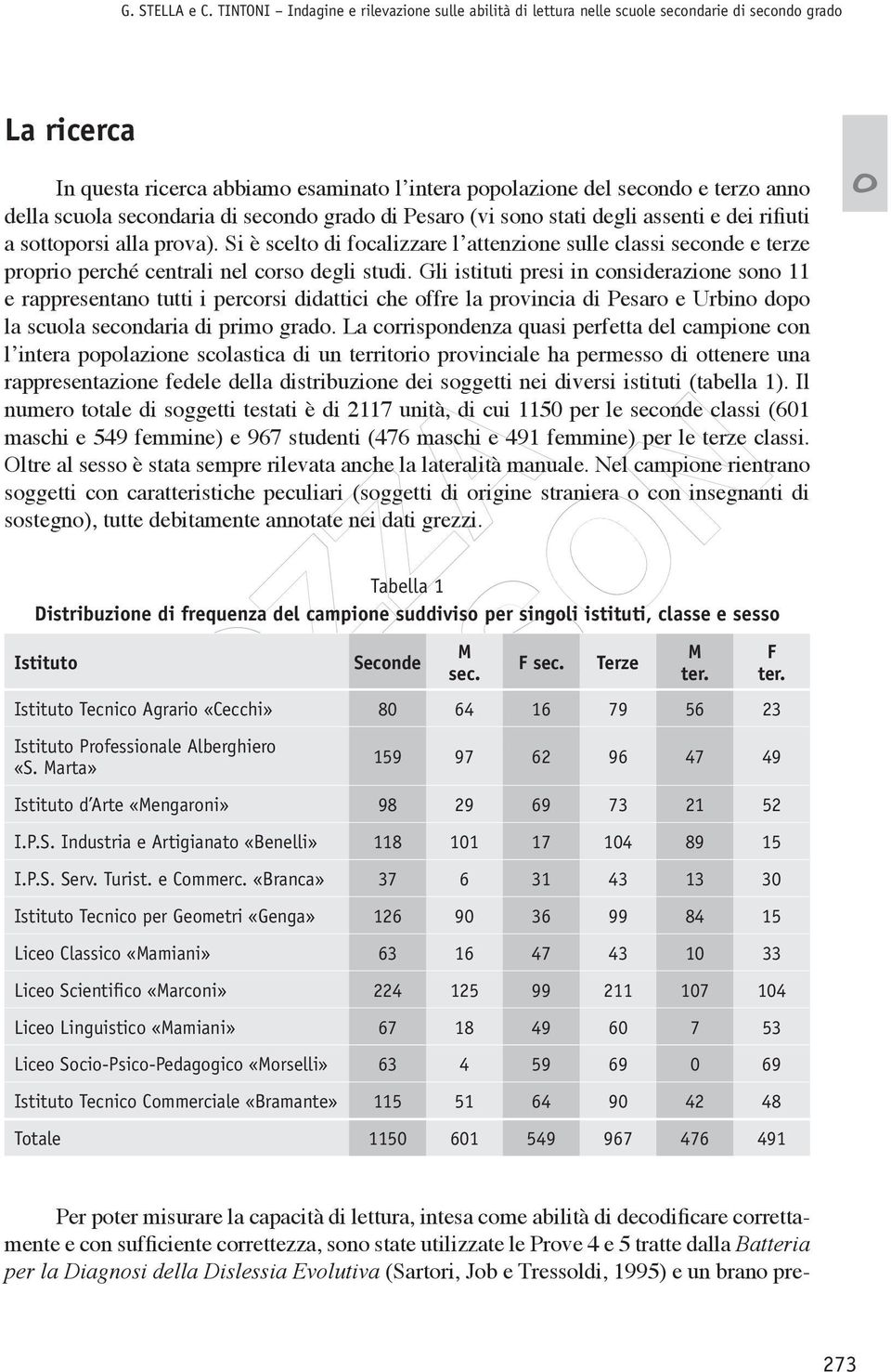 di Pesar (vi sn stati degli assenti e dei rifiuti a sttprsi alla prva). Si è scelt di fcalizzare l attenzine sulle classi secnde e terze prpri perché centrali nel crs degli studi.