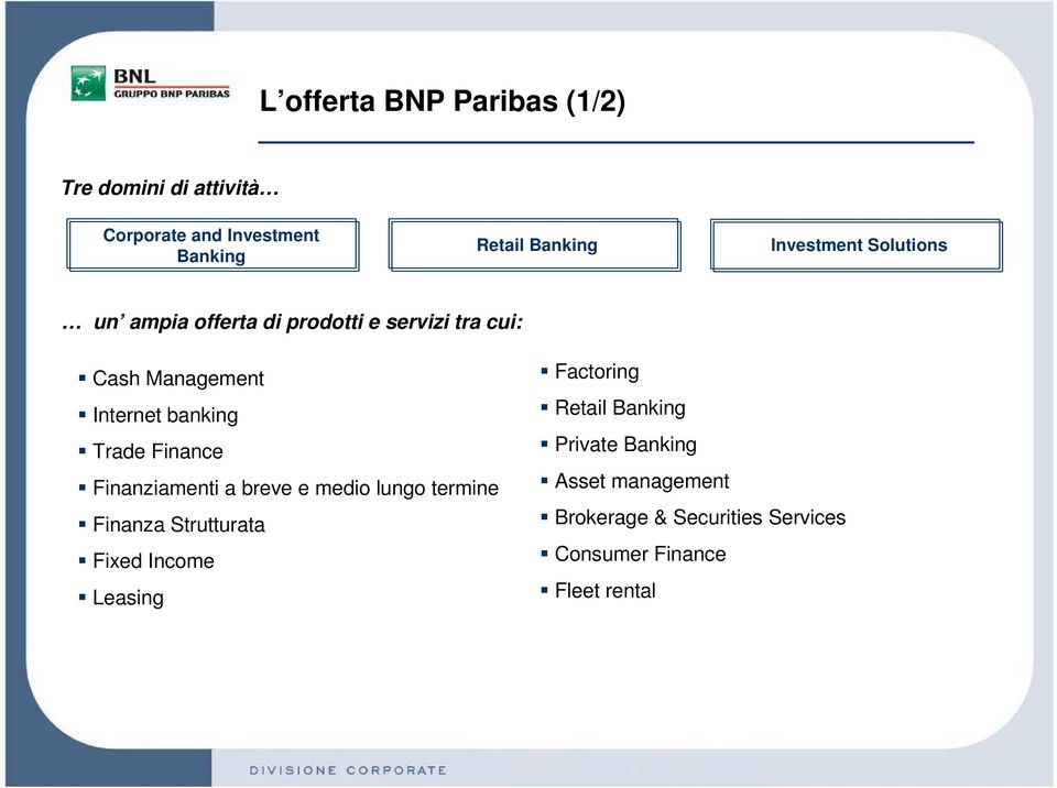 banking Trade Finance Finanziamenti a breve e medio lungo termine Finanza Strutturata Fixed Income Leasing