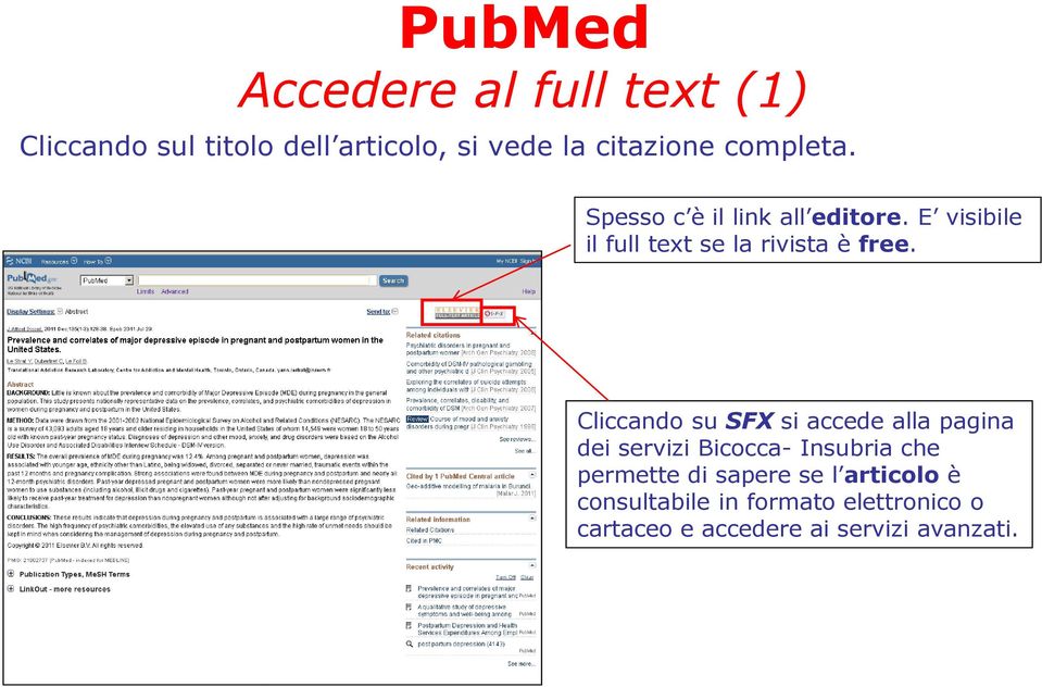 Cliccando su SFX si accede alla pagina dei servizi Bicocca- Insubria che permette di