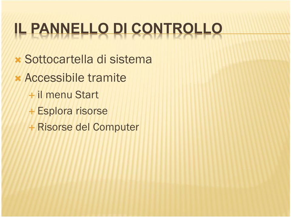 Accessibile tramite il menu